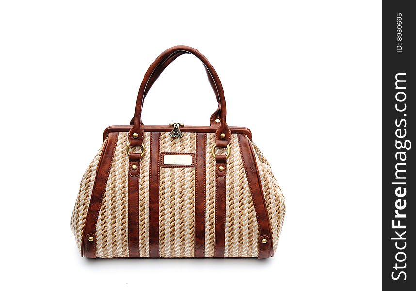 Shot of a fashionable bag on white. Shot of a fashionable bag on white