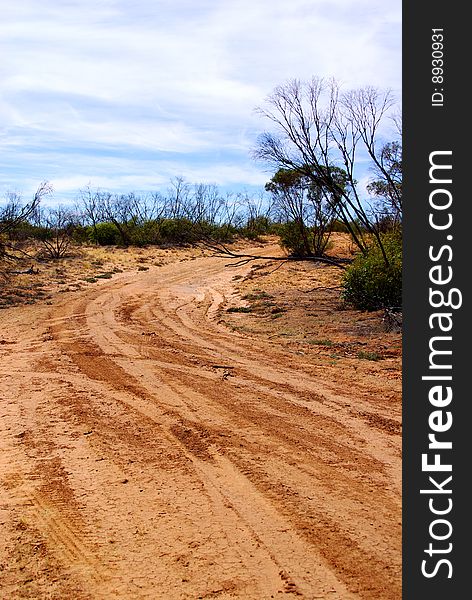 A sandy four-wheel drive track in the Murray Sunset national park, Mallee Desert, Australia. A sandy four-wheel drive track in the Murray Sunset national park, Mallee Desert, Australia.