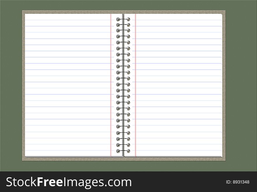 White spiral double sided blank notebook with cover (with clipping path)