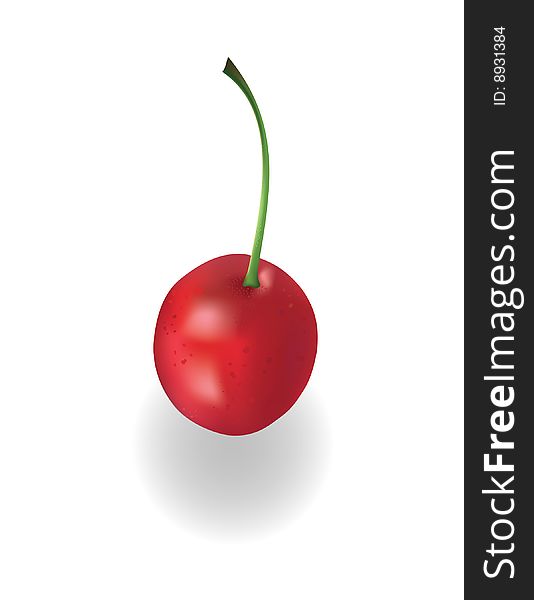 Red cherry with green stem