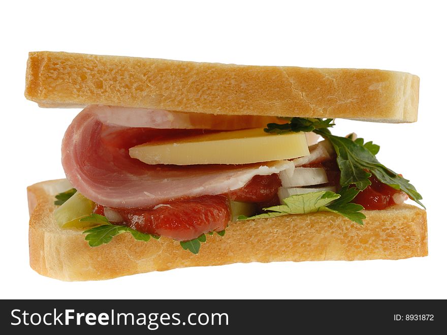 Sandwich on white, bread, meat