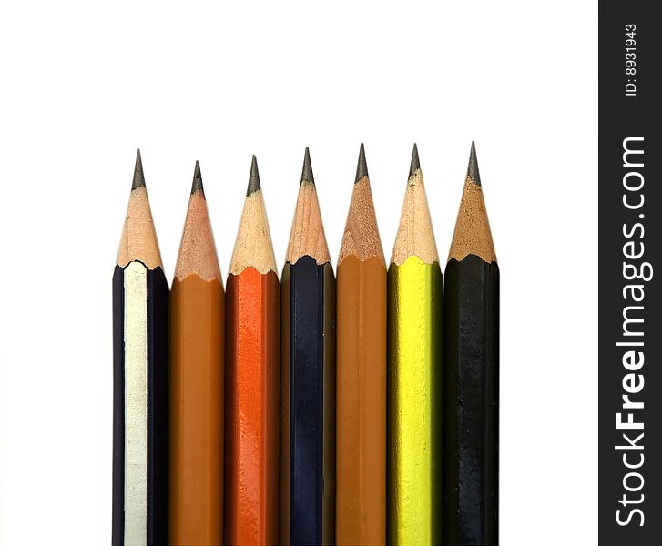 Group of pencils over white. Group of pencils over white