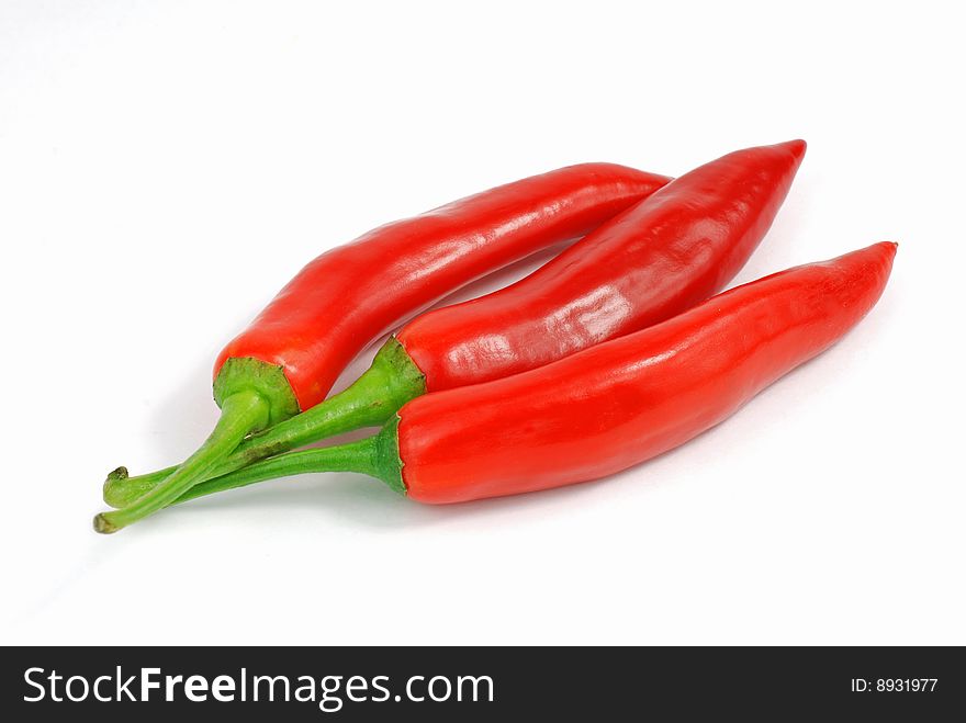 Red Chilies Isolated on white