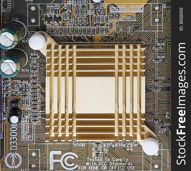 Macro of printed circuit board - computer motherboard. Macro of printed circuit board - computer motherboard