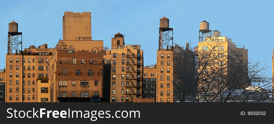 Panoramic of buildings at west side of Manhattan. Panoramic of buildings at west side of Manhattan