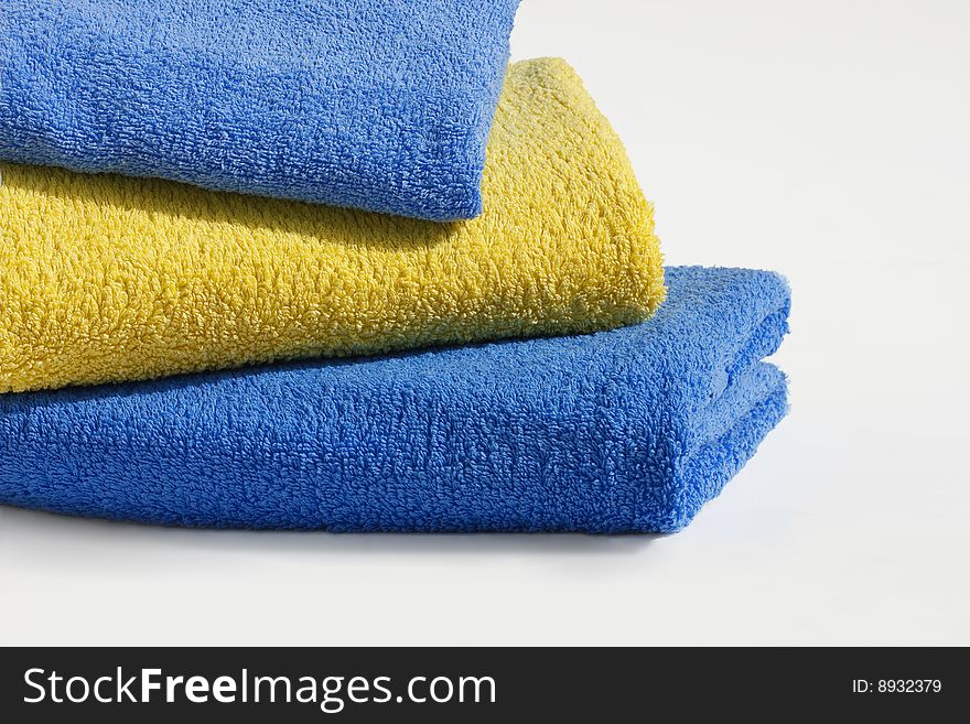 Three bath towels in stack  isolate on white background