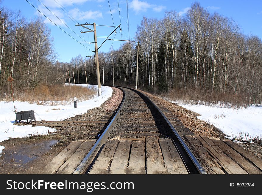 The railway turns on the left