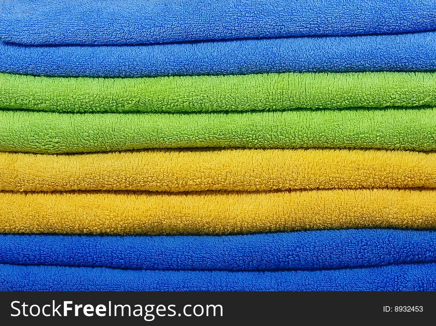 Bath towels in stack as background. Bath towels in stack as background