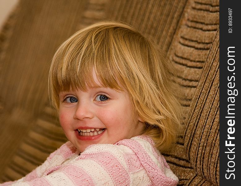 Close-up portrait of happy smiling baby