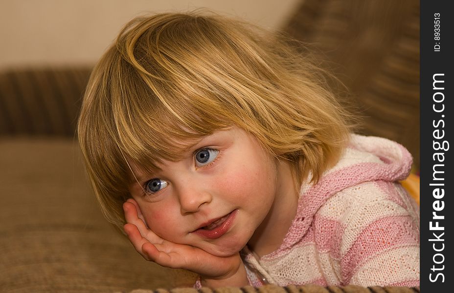 Close-up portrait of happy smiling baby