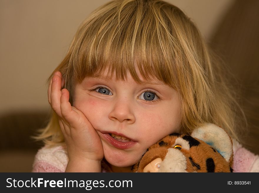 Close-up portrait of happy smiling baby