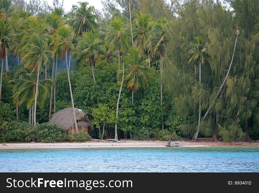 Remote fisherman cabin on a tropical island