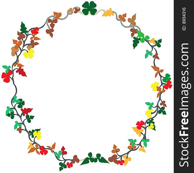 Floral vector illustration of a wreath isolated on white background. Floral vector illustration of a wreath isolated on white background