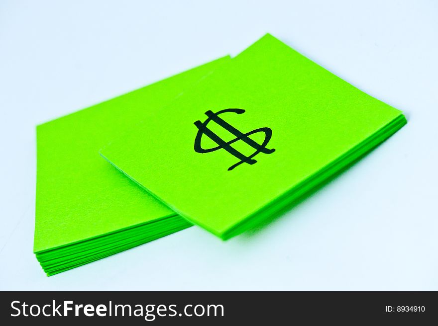 Green memo pad with $ symbol. Green memo pad with $ symbol