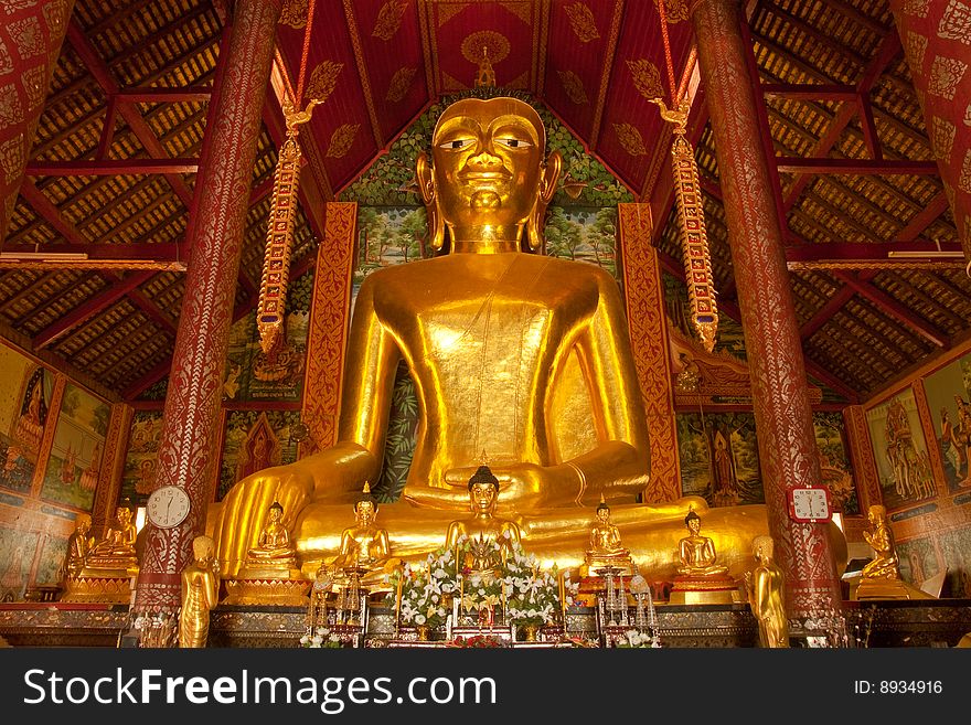 Buddha image of Wat Jet Yod, Chaing Rai province, north of Thailand