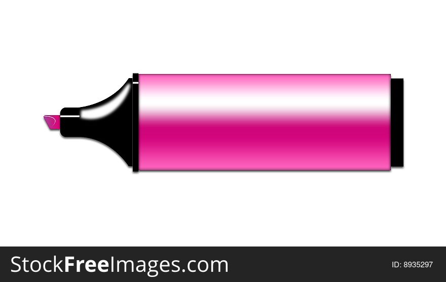 Fluorescent, pink highlighter isolated on white background. Fluorescent, pink highlighter isolated on white background