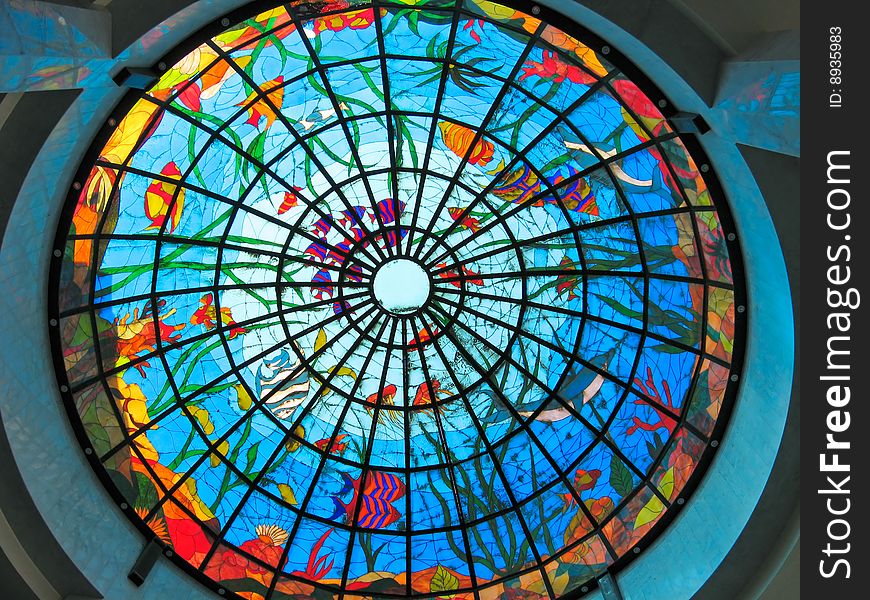 Stained-glass dome (color photo).