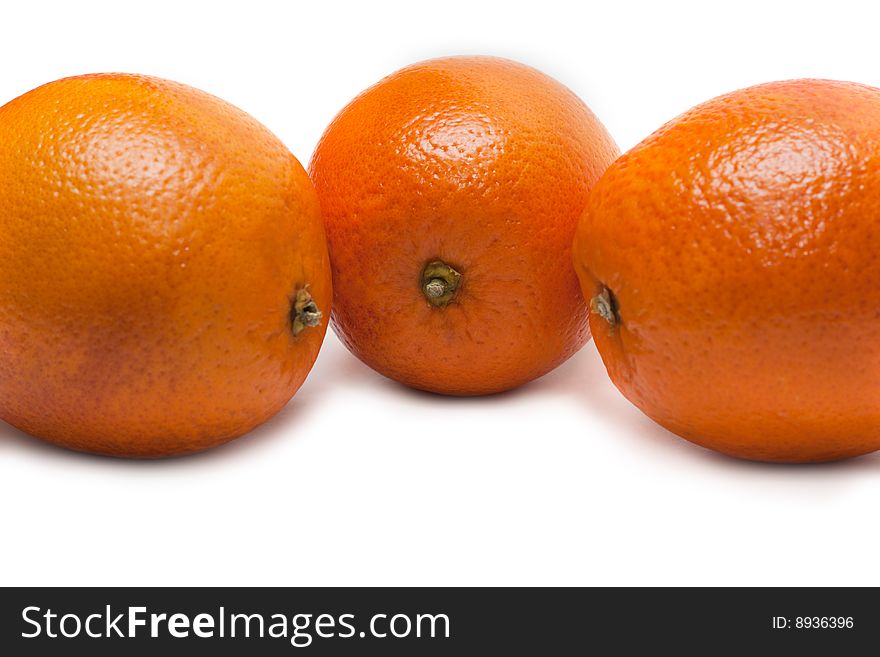 Three oranges, invoice of the skin insulated on white background