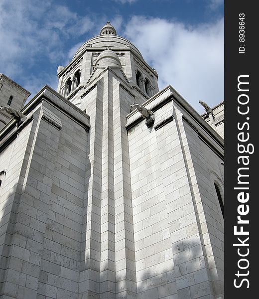 View of one corner of Montmartre cathedral, Paris