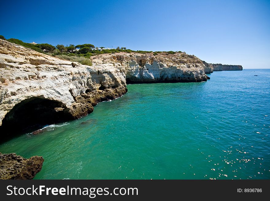 A cave and cliffs from Alrgarve, Portugal. A cave and cliffs from Alrgarve, Portugal