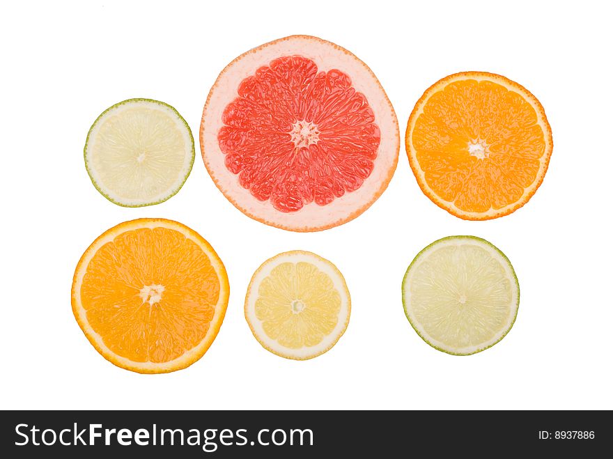 Fruits   slices isolated in white