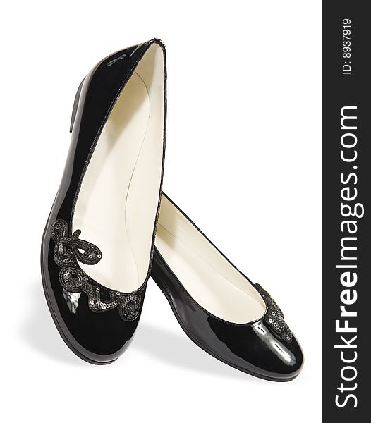 Black women shoes isolated on the white background with clipping path.