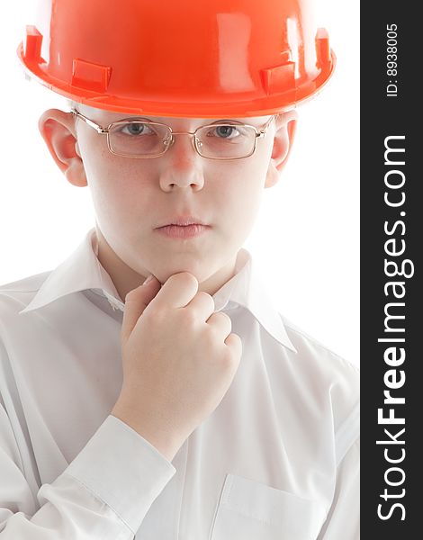 Pensive Teenager In Protective Helmet