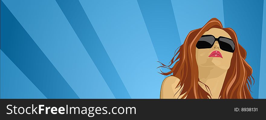 Illustration of a sexy fashion girl with black glasses. Illustration of a sexy fashion girl with black glasses