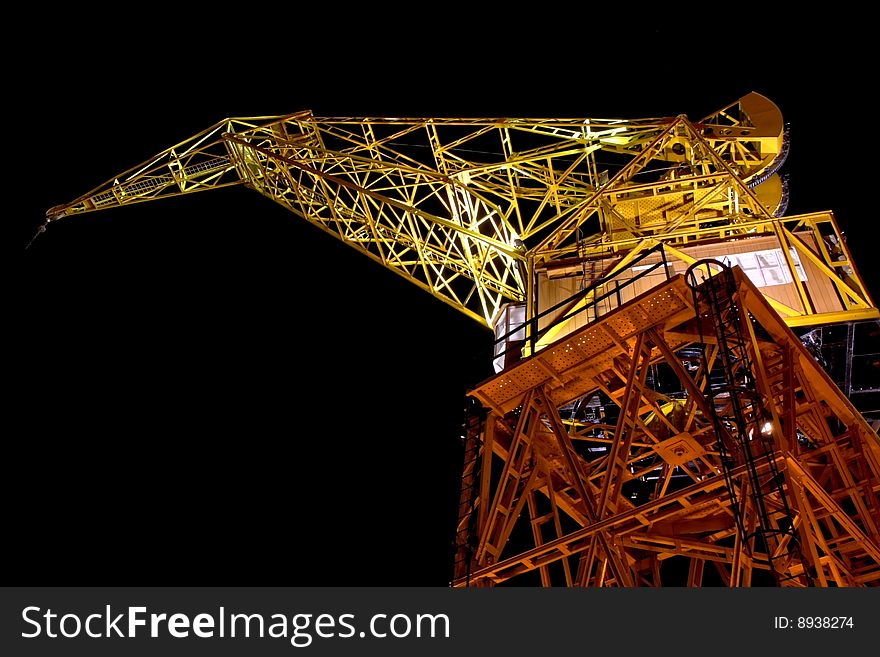 Harbour crane at night