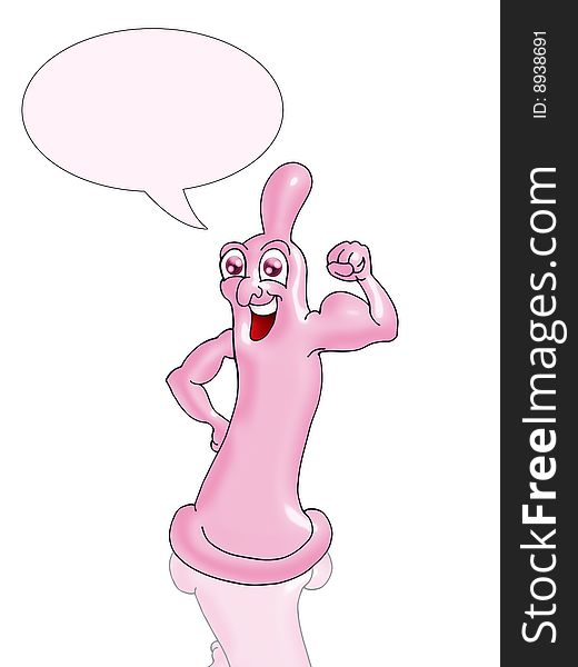 Happy pink strong condoman condom smilling with glossy effect