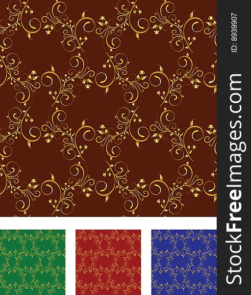 Seamless original wallpaper tile with scrolling leaf pattern. Seamless original wallpaper tile with scrolling leaf pattern.