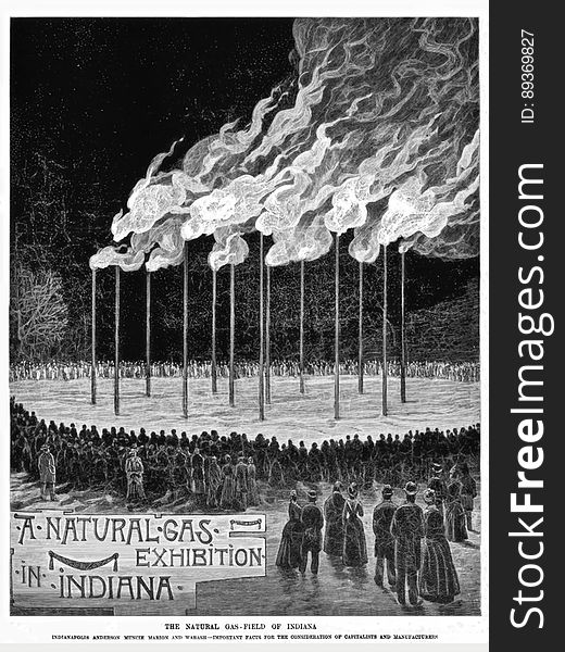 A natural gas field exhibition in Indiana, 1889