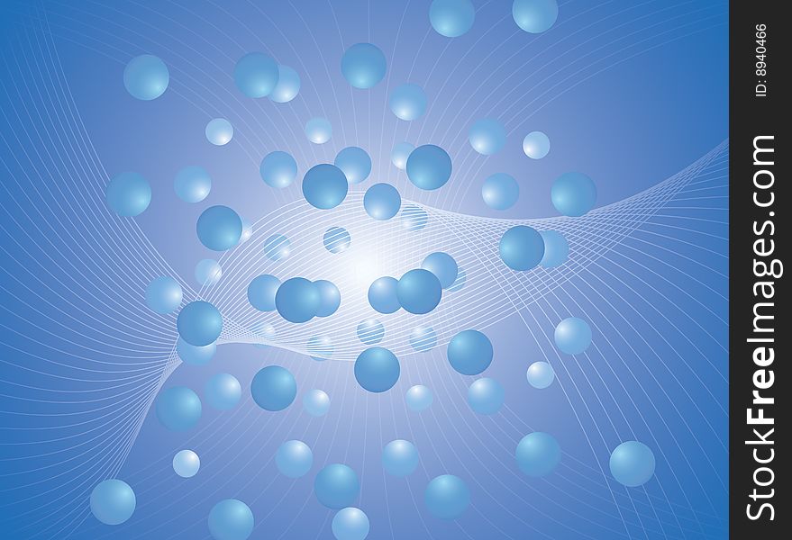 Vector illustration of abstract flying balls in the blue space. Vector illustration of abstract flying balls in the blue space