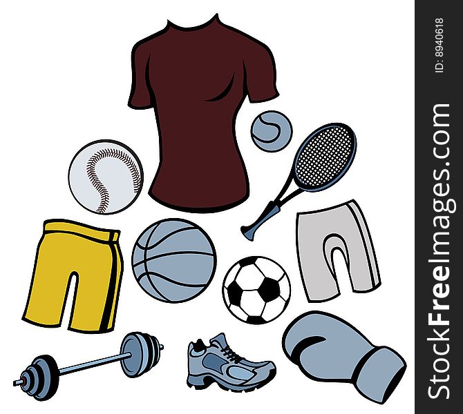 Vector illustration of man accessories set related to sport life style.