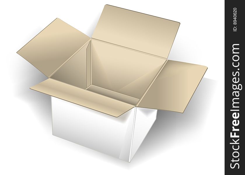 Empty cardboard box isolated over white background, vector illustration