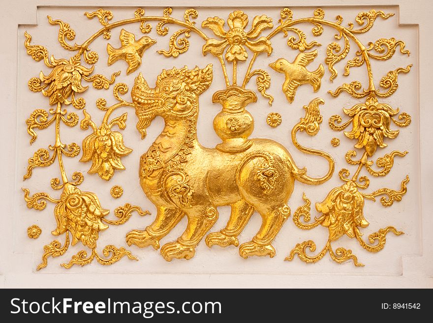 Lion In Traditional Thai Style Molding Art