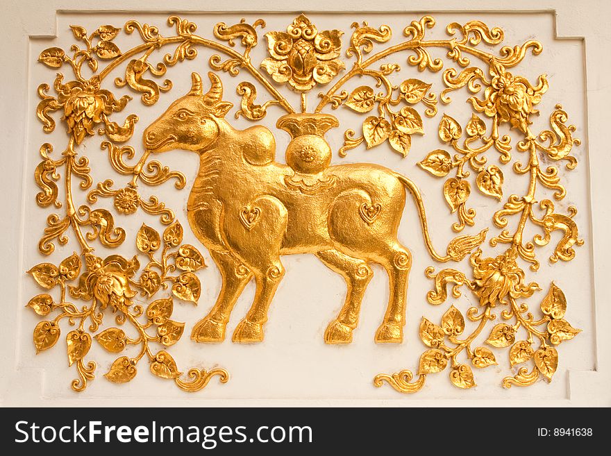 Cow In Traditional Thai Style Molding Art