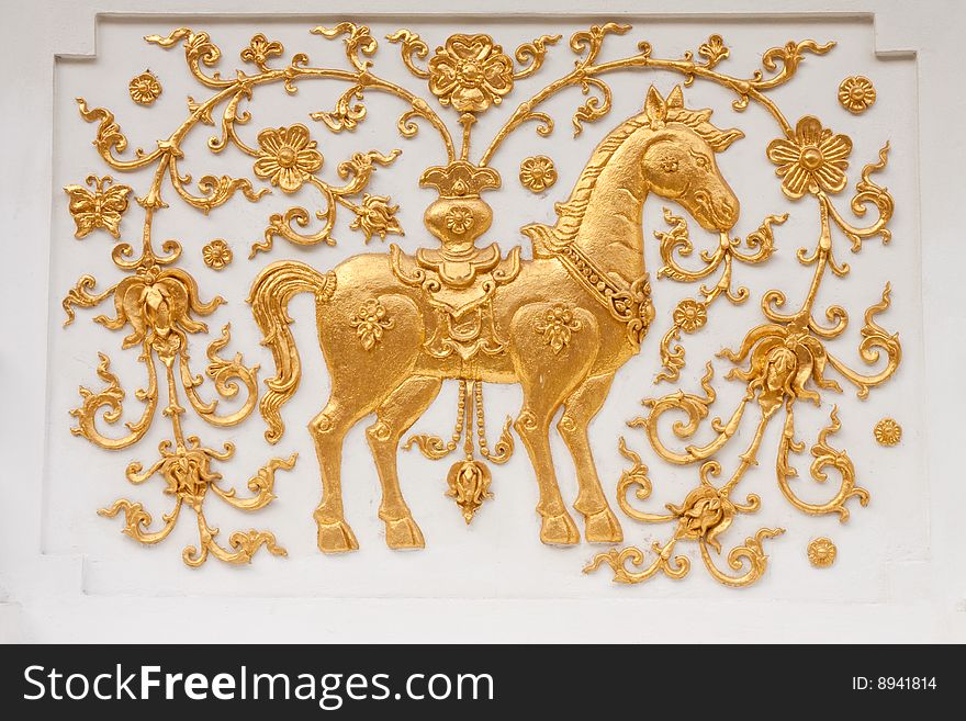 Horse in traditional Thai style molding art