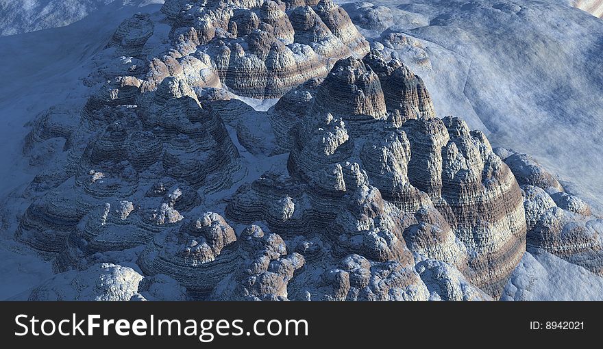 Mountains with different land types, elevations and details. Mountains with different land types, elevations and details.