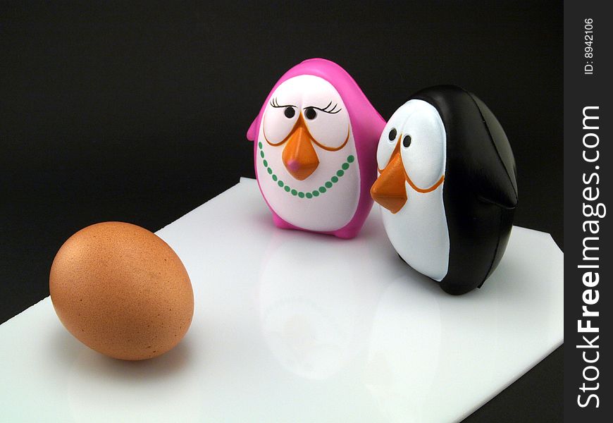Easter egg and toy egg-shaped penguins. Easter egg and toy egg-shaped penguins.