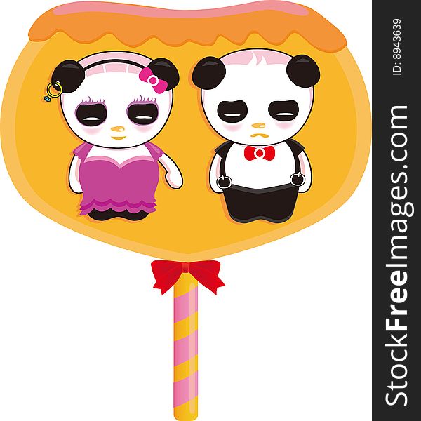 A lovely orange lollipop Panda. A lovely orange lollipop Panda