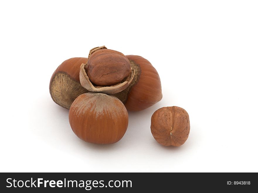 Macro of hazelnuts. Selective focus
