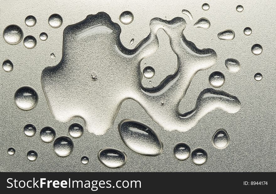 Water-drops on silver metal