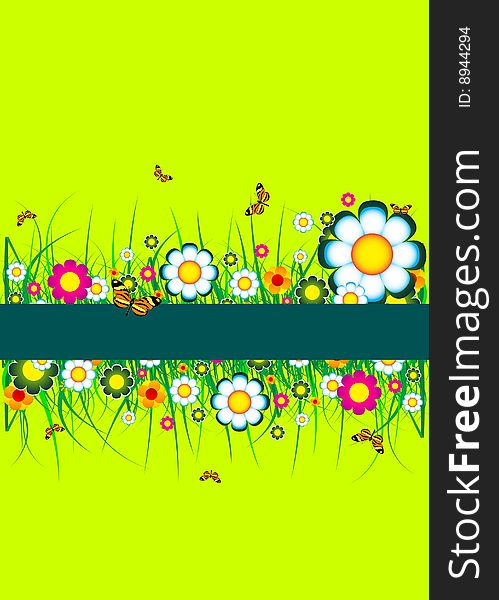 Green floral background with place for your text. Green floral background with place for your text