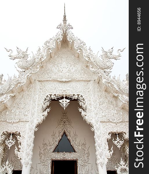 Top of church roof, white church of Wat Rong Khun, Chiang Rai province, Thailand