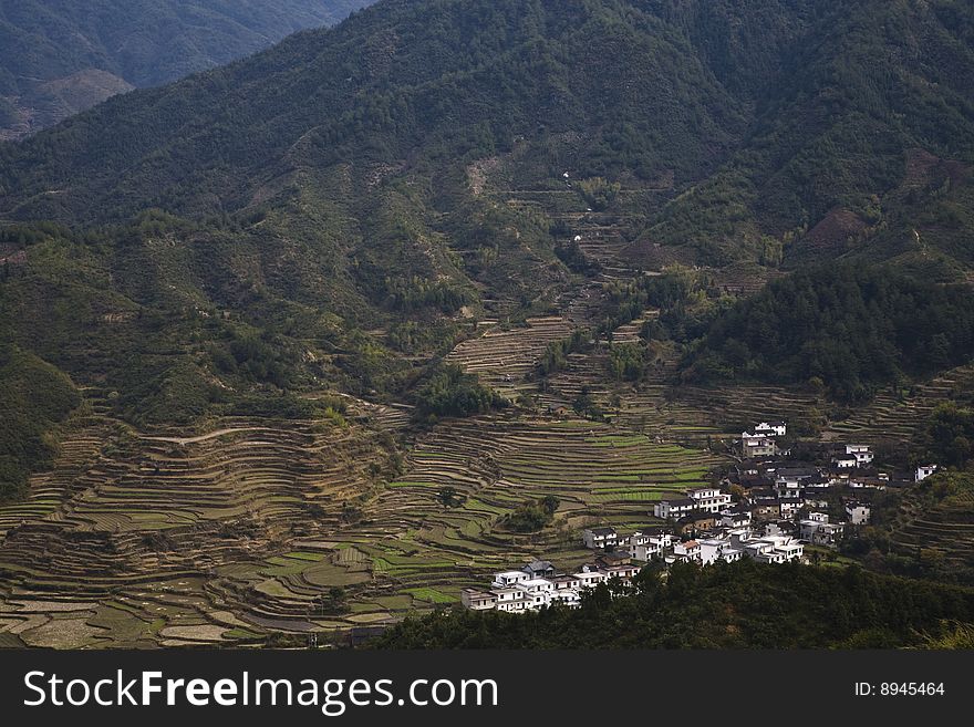 Village with the terraces in the south of china