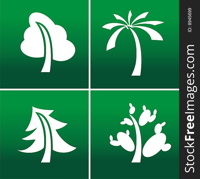 Four silhouettes of various plants. Four silhouettes of various plants