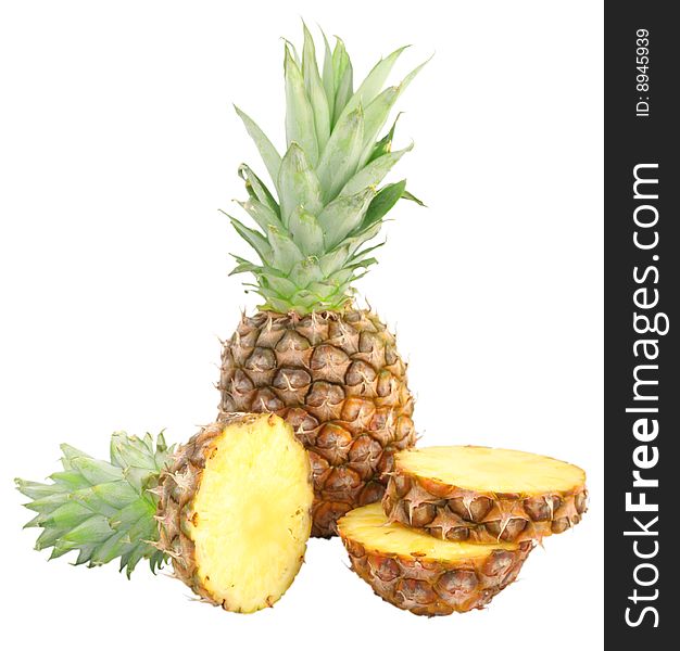 Nice fresh pineapples isolated over white with clipping path