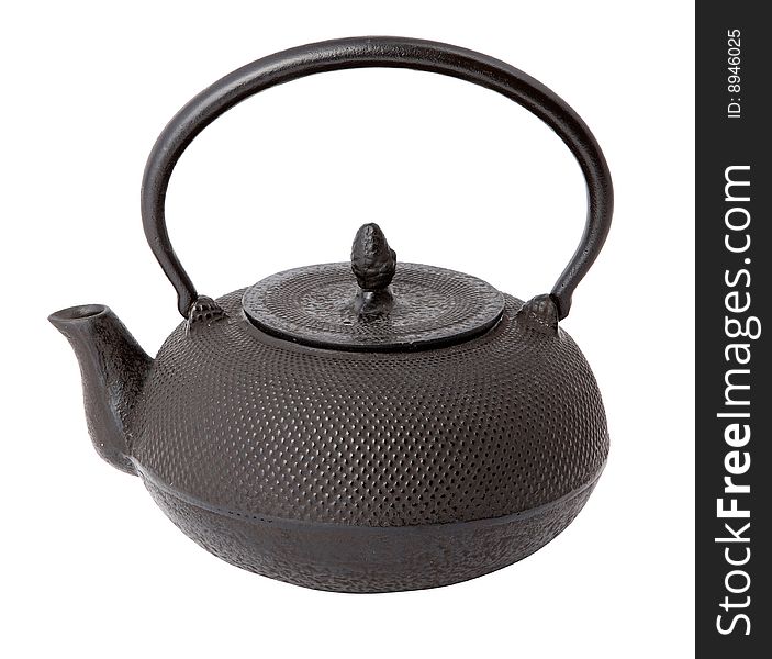 Typical asian teapot on white background. With clipping path.