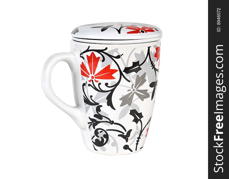 Ornate teacup with cover. With clipping path.